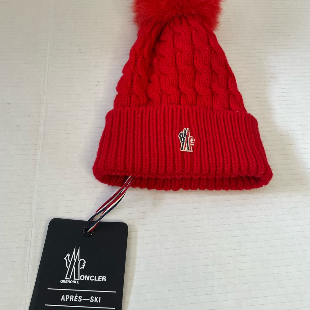 Moncler Vibrant Red Pom-Pom Beanie